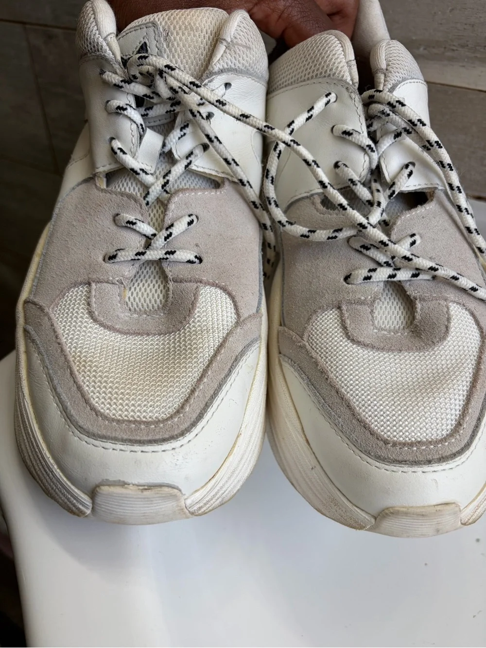 Naked Wolfe Track flatform sneakers w/ a chunky platform sole &- brand lettering